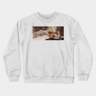 Mischief and Repose by John William Godward Crewneck Sweatshirt